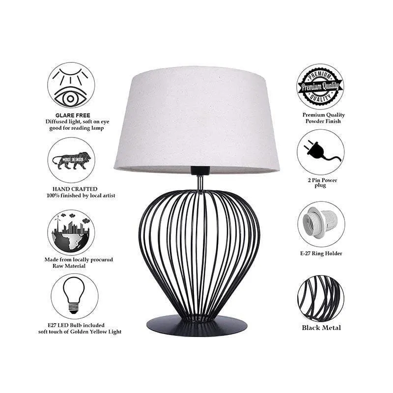 Emara Fabric Table Lamp - Beige,Black media 6