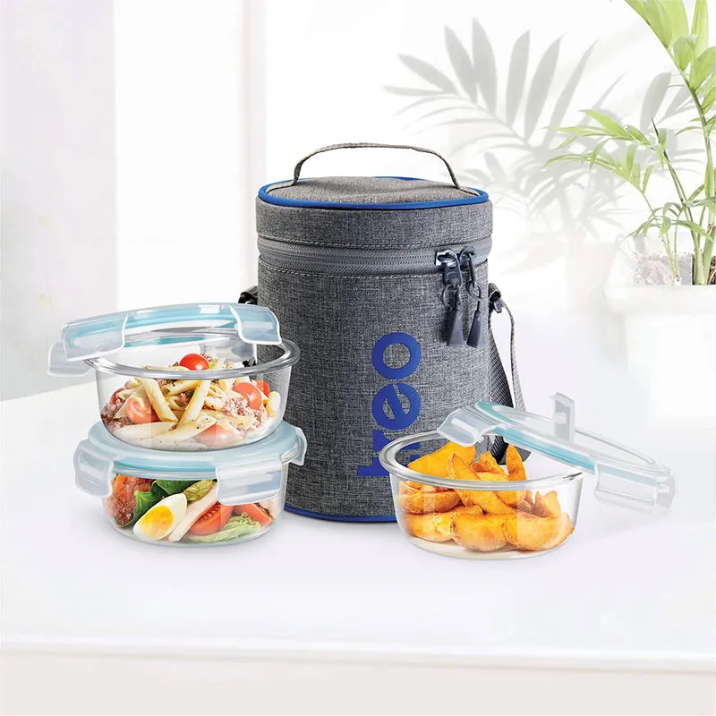 Milton Oasis Borosilicate Lunch Box With Bag (400 mL) - Three Piece Set media 1
