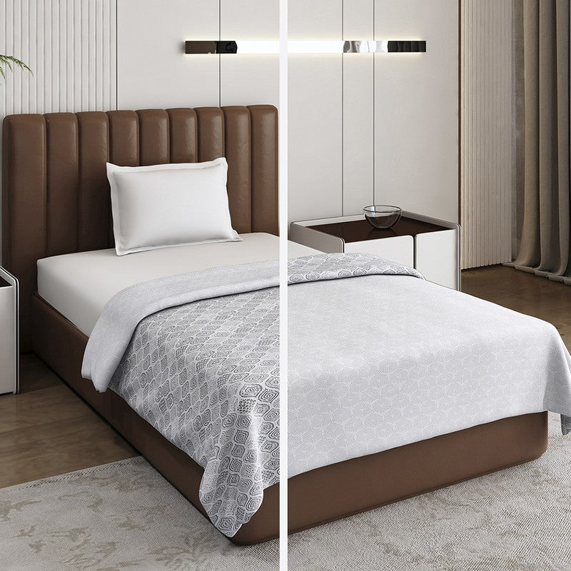 Monte Carlo Desiora Motif Print Polycotton Reversible Dohar (Dark Grey) - 150 GSM media 3