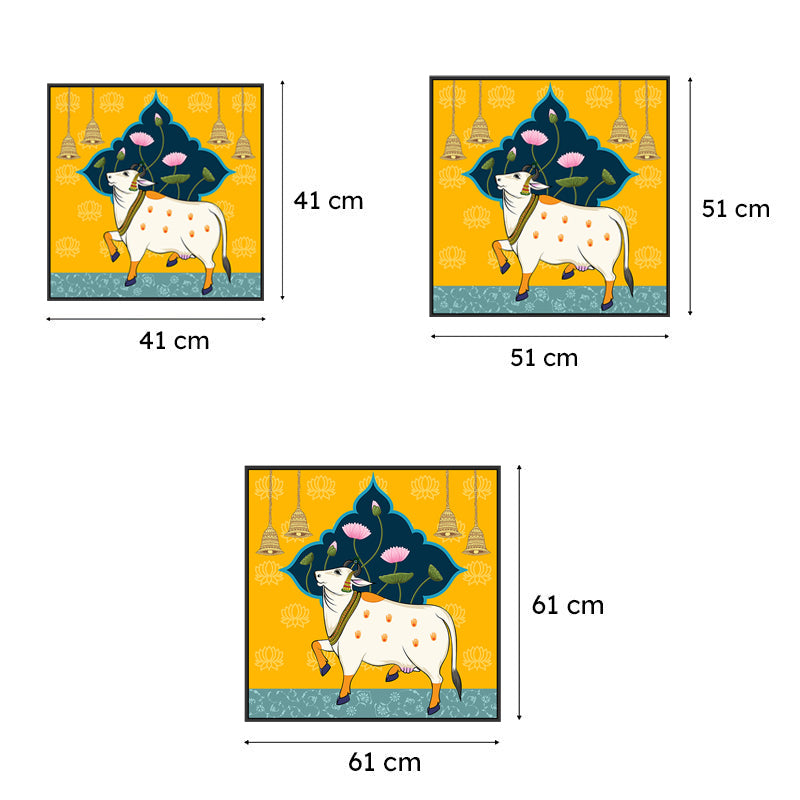 Sacred Cow Canvas Wall Painting With Frame - Black media 7