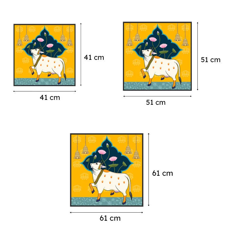 Sacred Cow Canvas Wall Painting With Frame - Black media 7