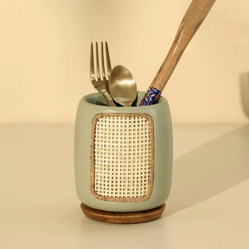 Jali Wooden Cutlery Holder media 3