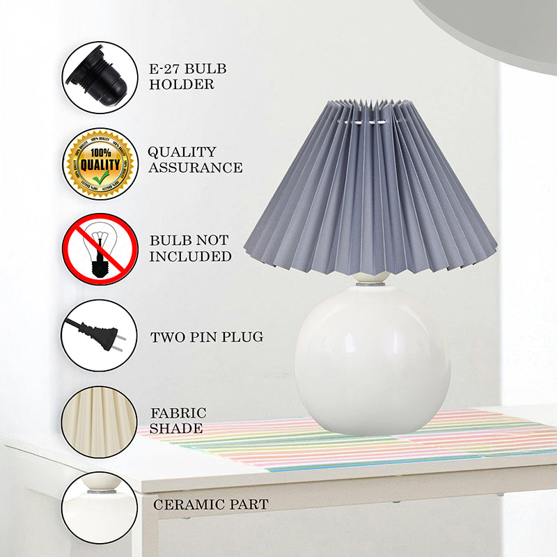 Ibex Pleated Fabric Table Lamp - Grey,White media 5