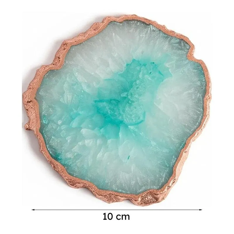 Suzzaine Handcrafted Crystal Agate Coaster (Green) - Set Of Four media 5