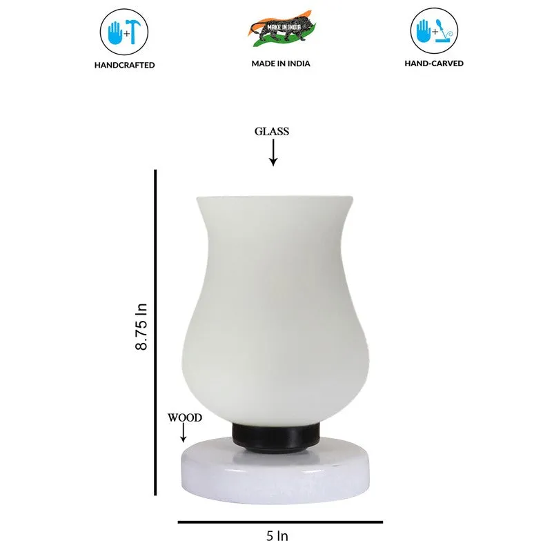 Milkyway Glass Table Lamp With Wooden Base - White media 8