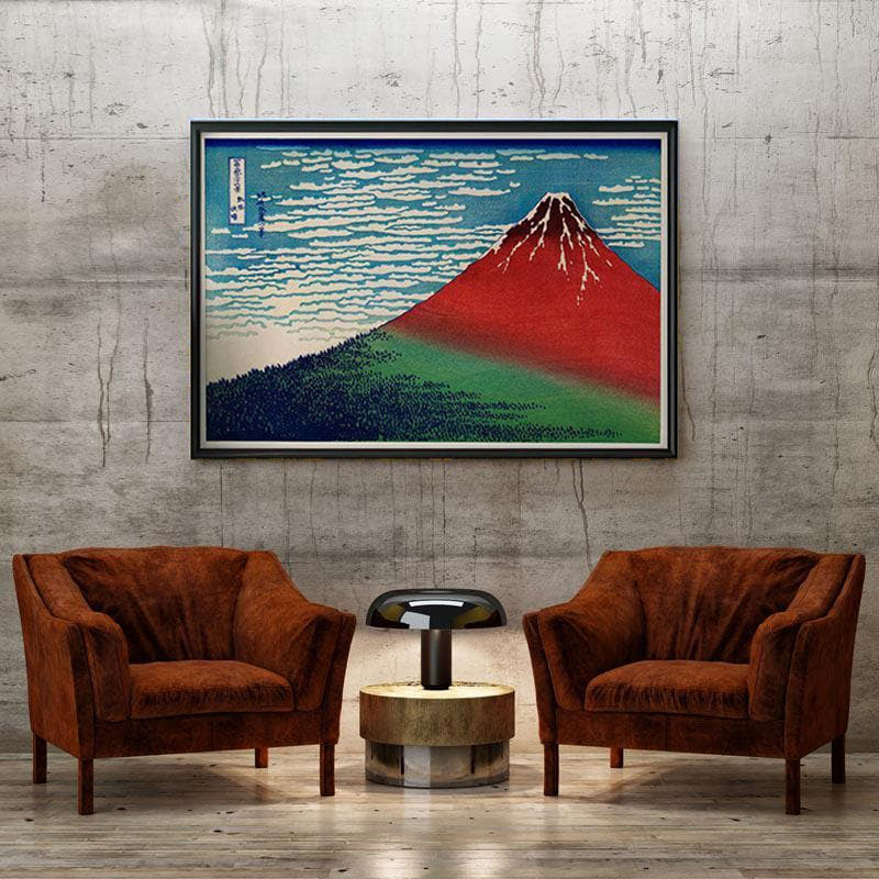 Fine Wind & Clear Morning  Canvas Painting By  Hokusai - Black Frame media 4
