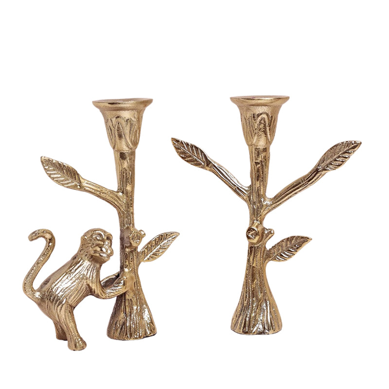 Chimp Charm Brass Candle Holder - Set Of Two media 6