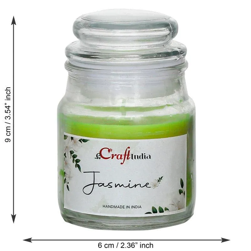 Green jasmine jar candle in a clear glass jar