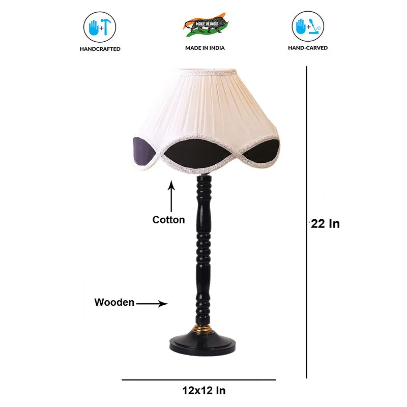 Terra Light Table Lamp With Carved Wooden Base - Ivory,Black media 4