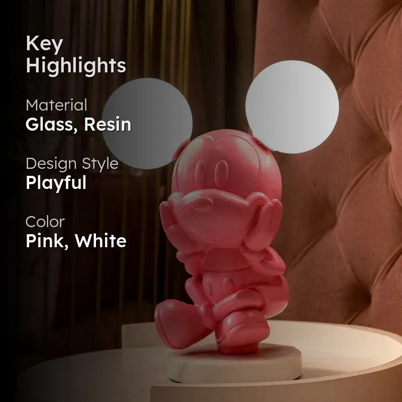 Cuteness Overload Ceramic Moon LED Glass Table Lamp - Pink,White media 2