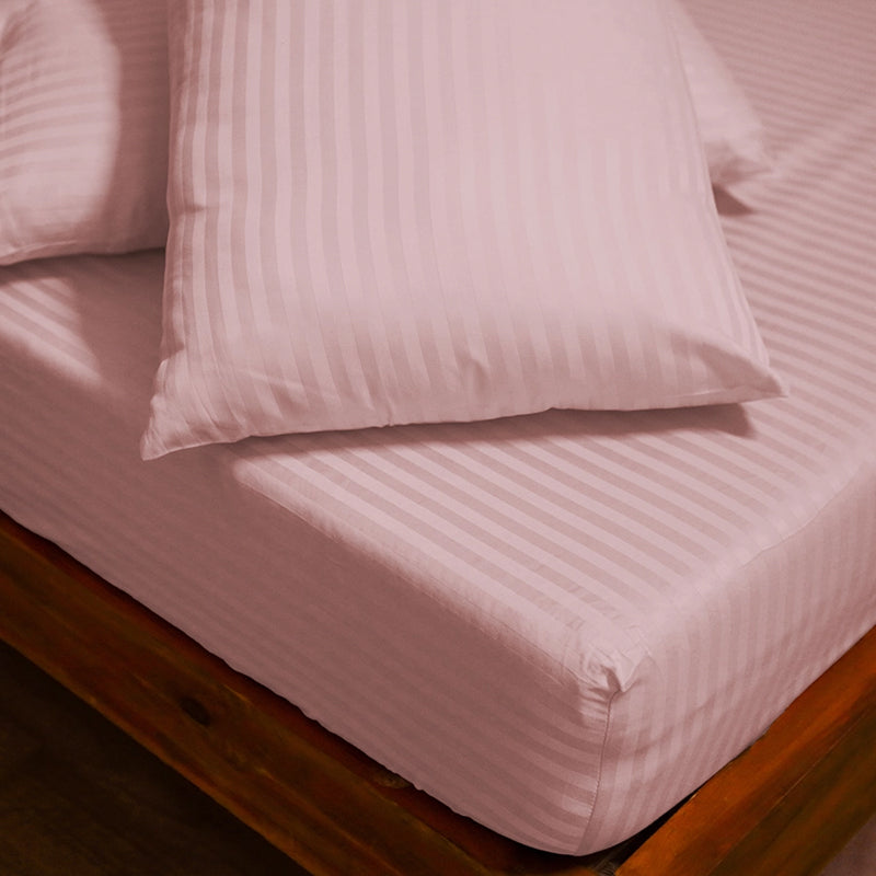 Stripe Charm Cotton Pillow Cover (Cameo Rose) - Set Of Two media 5