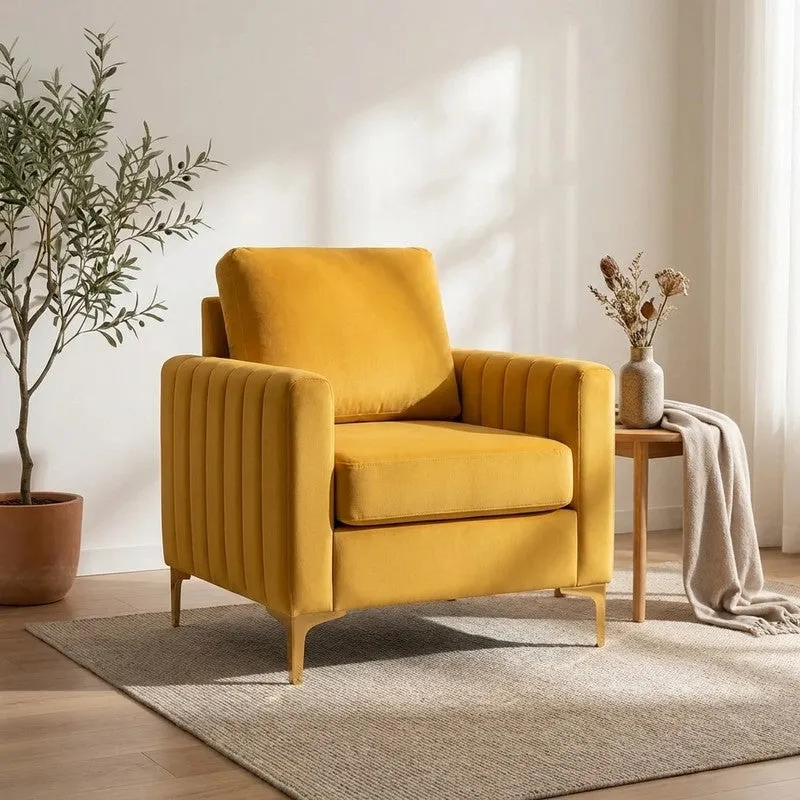 Baseo Neem Wood Accent Chair - Yellow media 1