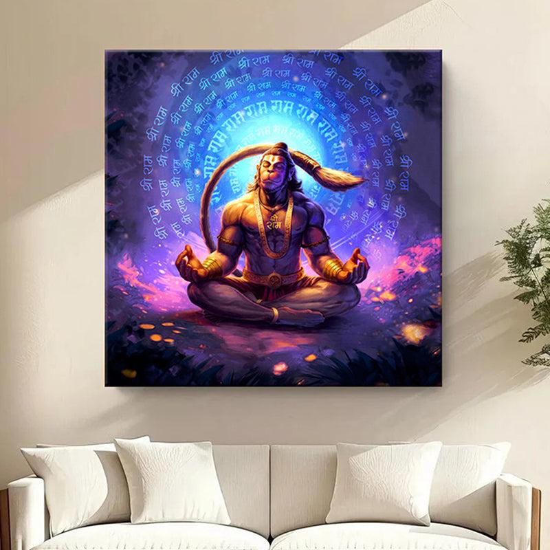 Hanuman In Tranquil Prayer Poly Canvas Wall Painting