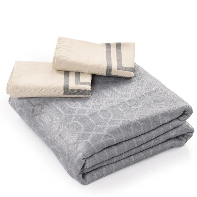 Grid Grace Cotton Bedsheet (Grey) - 150 TC media 6