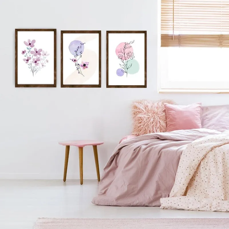 Dreamy Florals Paper Wall Painting With Frame - Brown media 4