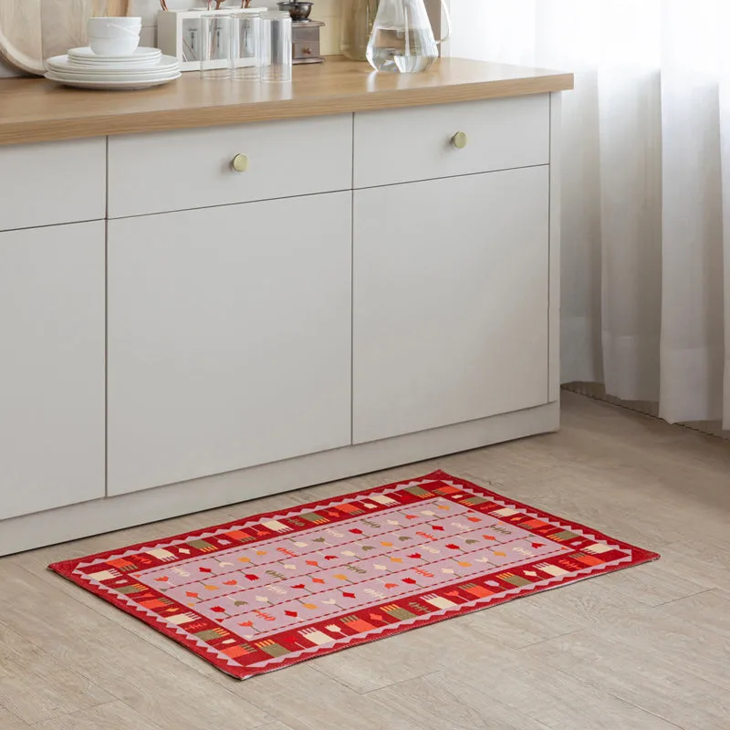 Dralen Cotton Door Mats - Red, Pink media 3