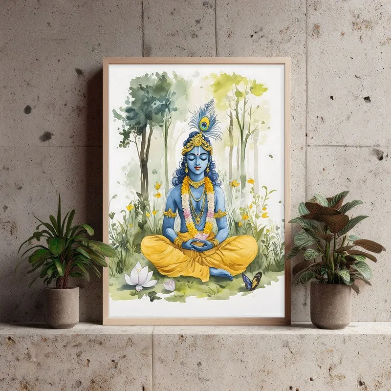 Sacred Balachandra Spiritual Archival Paper Wall Painting - Natural Brown Frame media 3