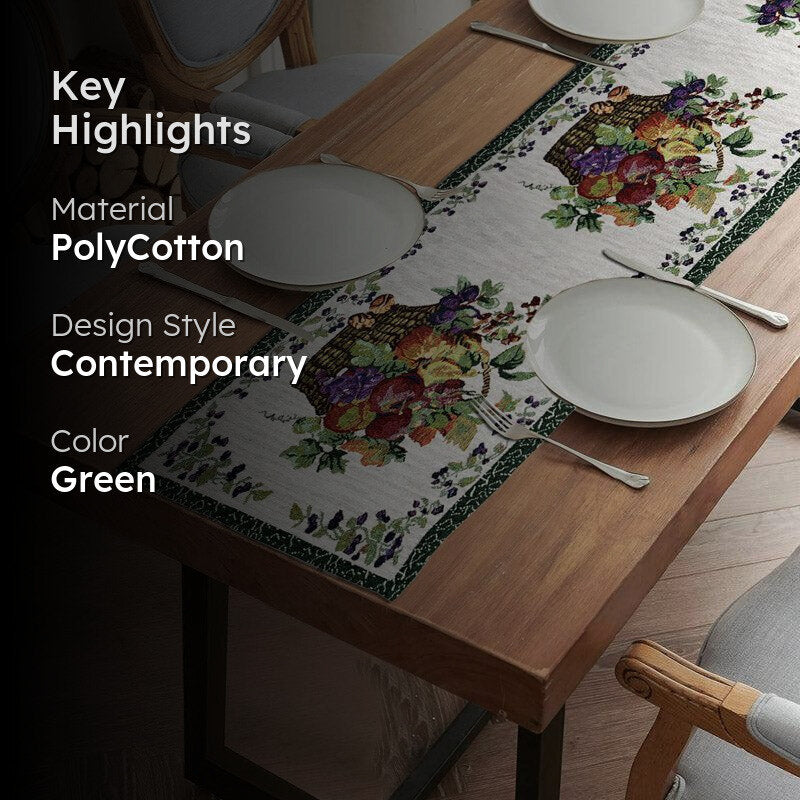 Magne Jacquard Woven Floral Table Runner media 2