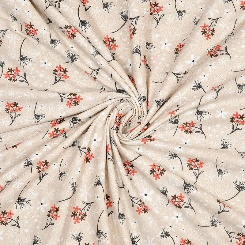 Sindhi Floral Reversible Cotton Dohar (Beige) - 180 GSM media 4