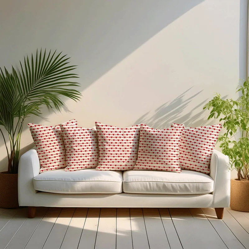 Heartstring Printed Velvet Cushion Cover - Set Of Five media 1