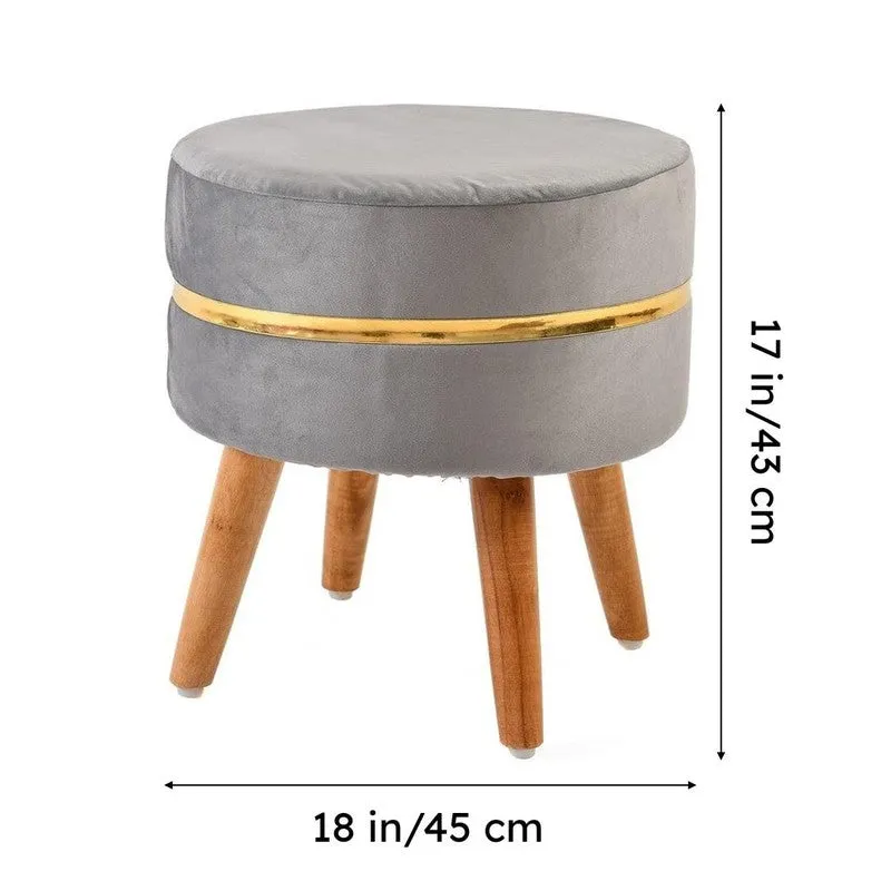 Classic Solid Velvet Ottoman - Grey media 8