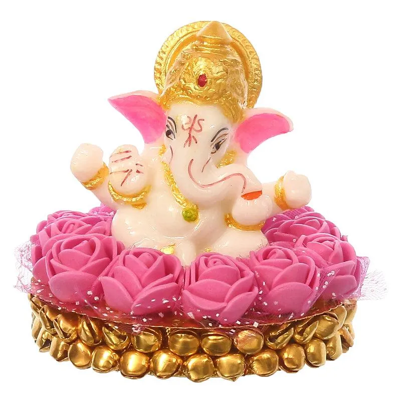 Lord Vinayak Pooja Tealight Candle Holder - Pink media 3