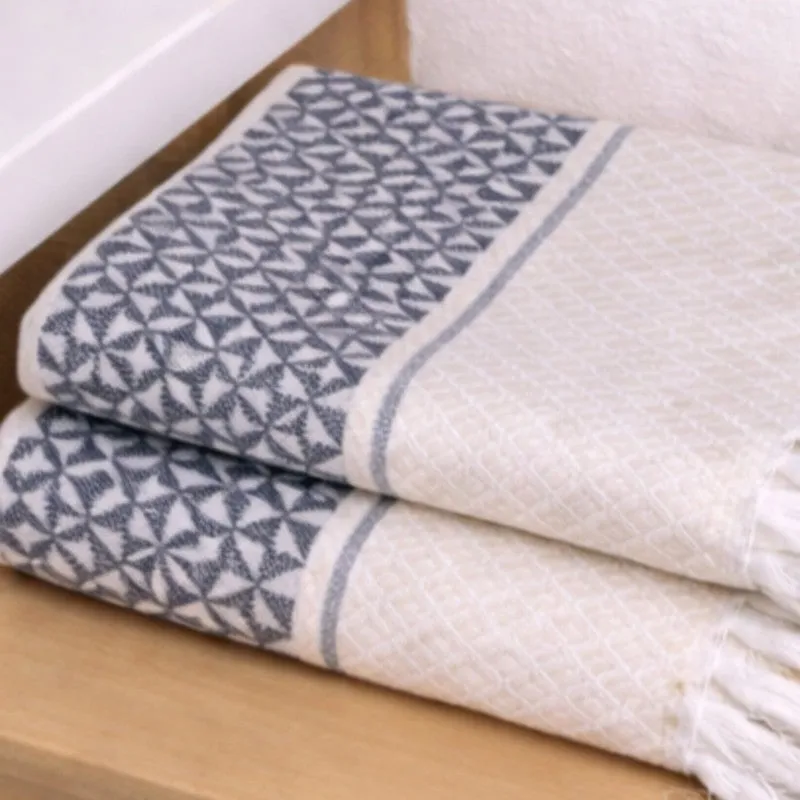 MosacStrip Cotton Hand Towel (Navy) - Set Of Four media 5