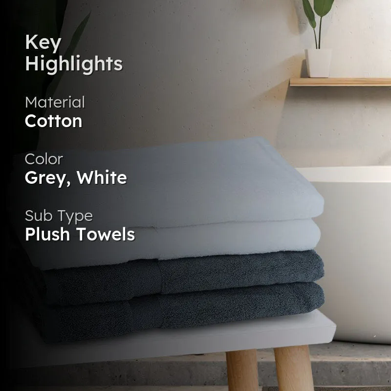 Miorah Bath Towel (White & Grey) - Set Of Four media 2