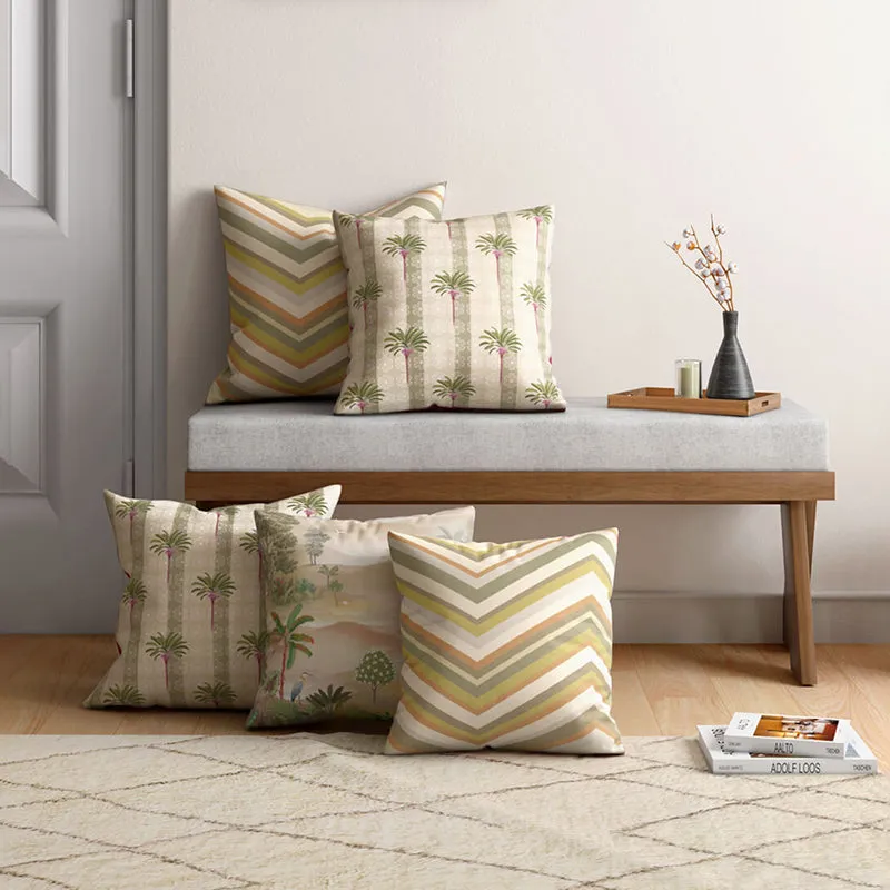 India Circus Tropical Oasis Printed Velvet Cushion Cover - Set Of Five media 3
