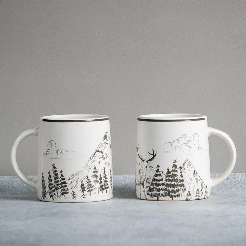 Moose Ceramic Coffee Mug (300 mL Each) - Set of Two media 1