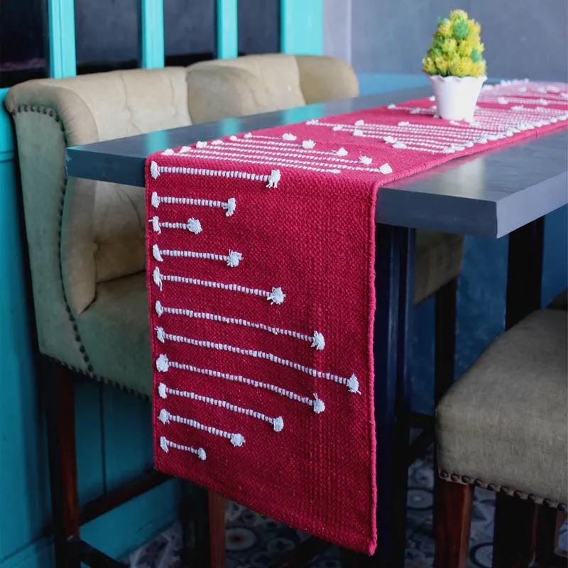 Samona Handwoven Cotton Table Runner - Red media 1