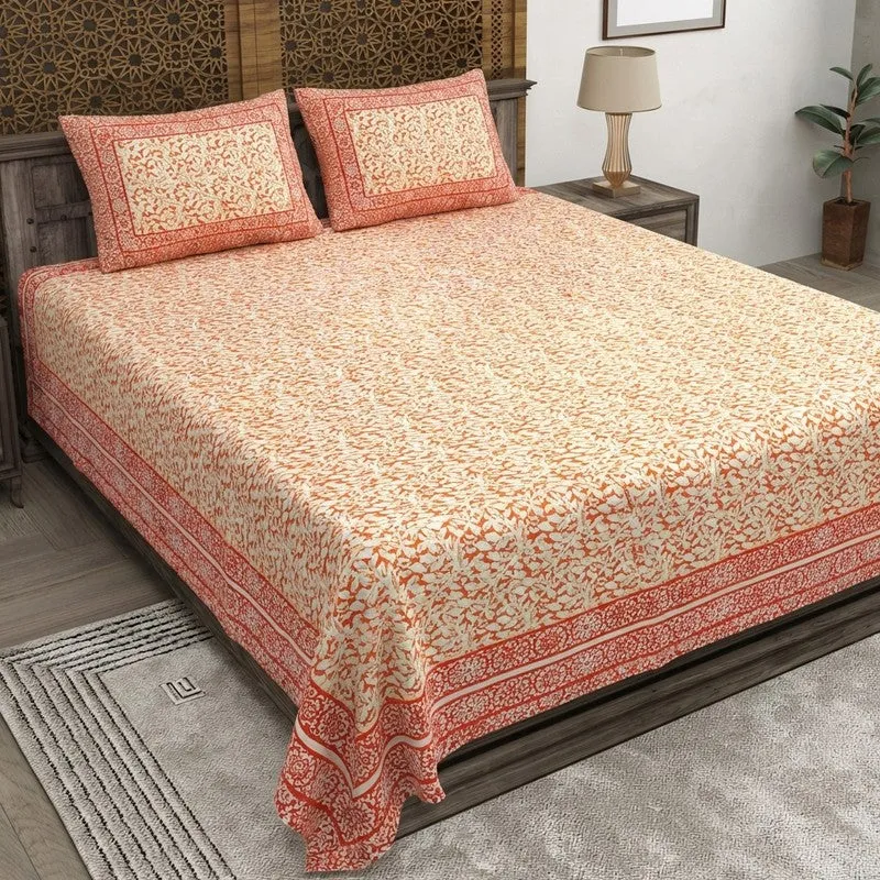 Softra Cotton Bedsheet (Orange) - 240 TC media 1