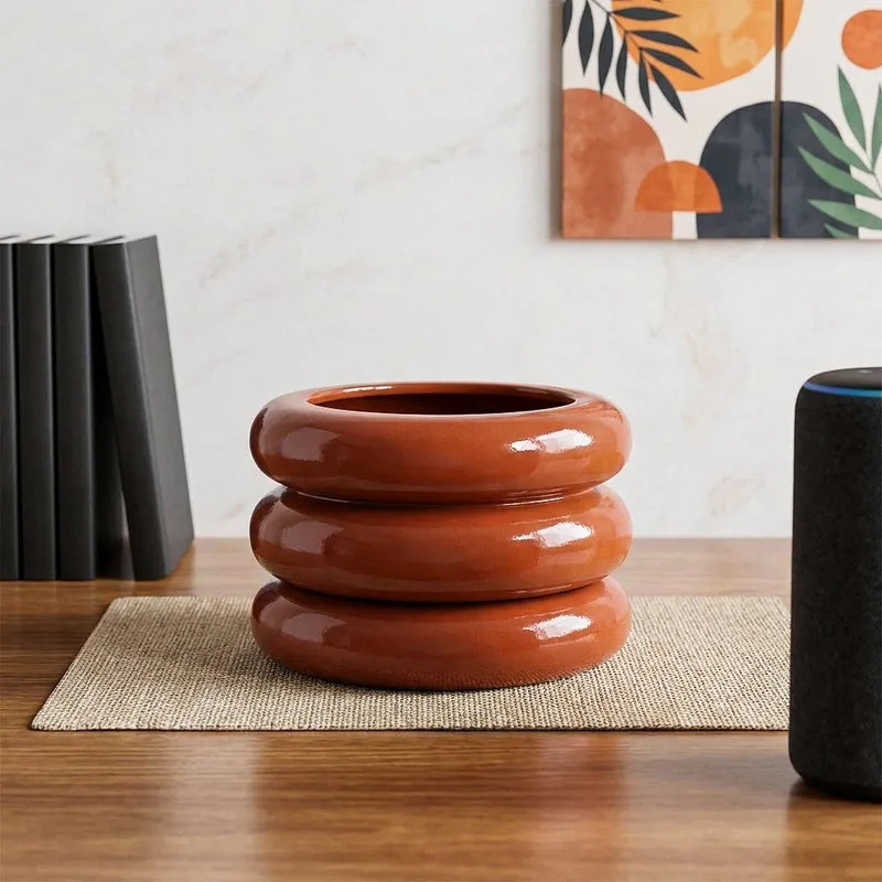 Ugaoo Ceramicurve Three Layer Ceramic Planter - Terracotta media 1