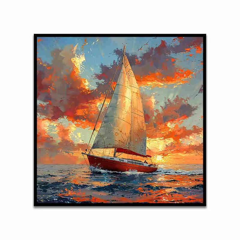 Sails Of Sunset Canvas Wall Art With Frame media 4