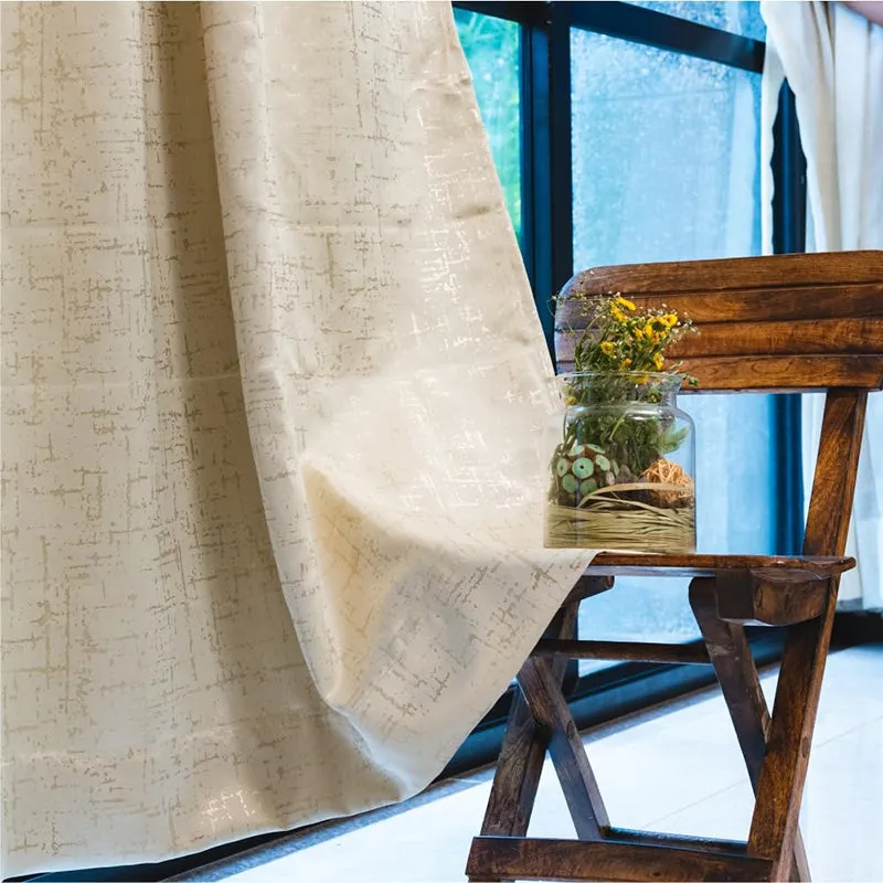 Urban Space Shadix Gold Foil Print Blackout Curtain - Beige media 1