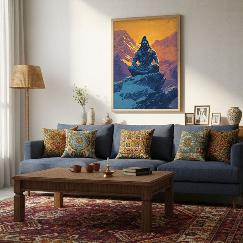 Lord Shiva Meditating II Archival Paper Wall Art - Natural Brown Frame media 3