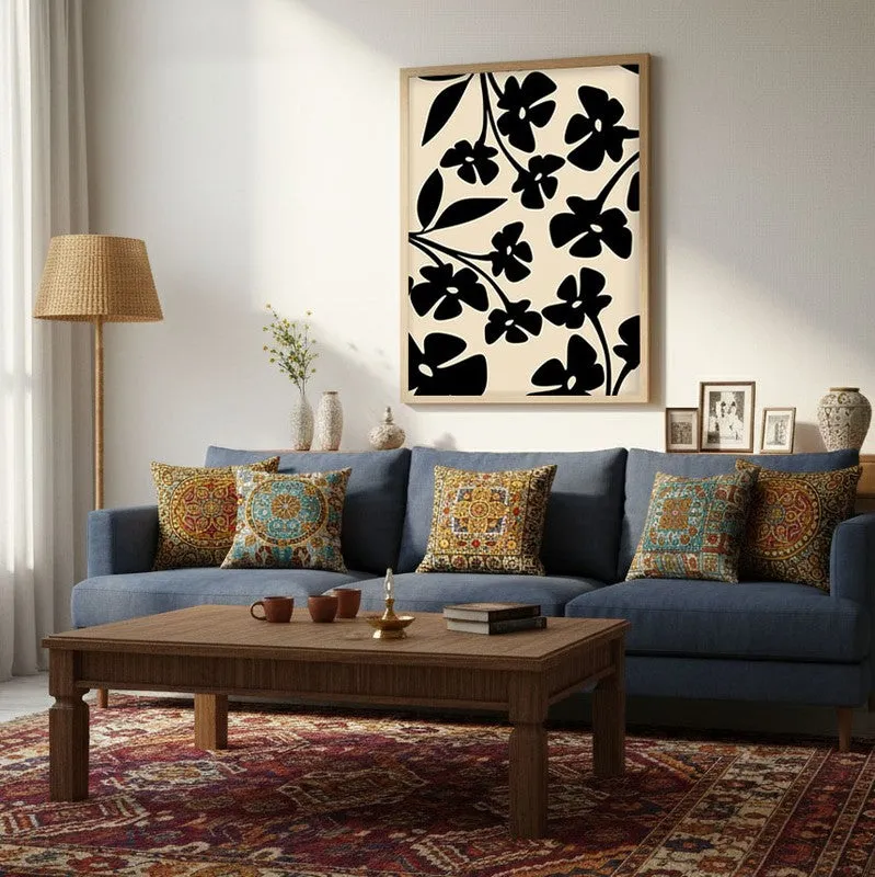 Noir Garden Canvas Wall Painting With Brown Frame media 5
