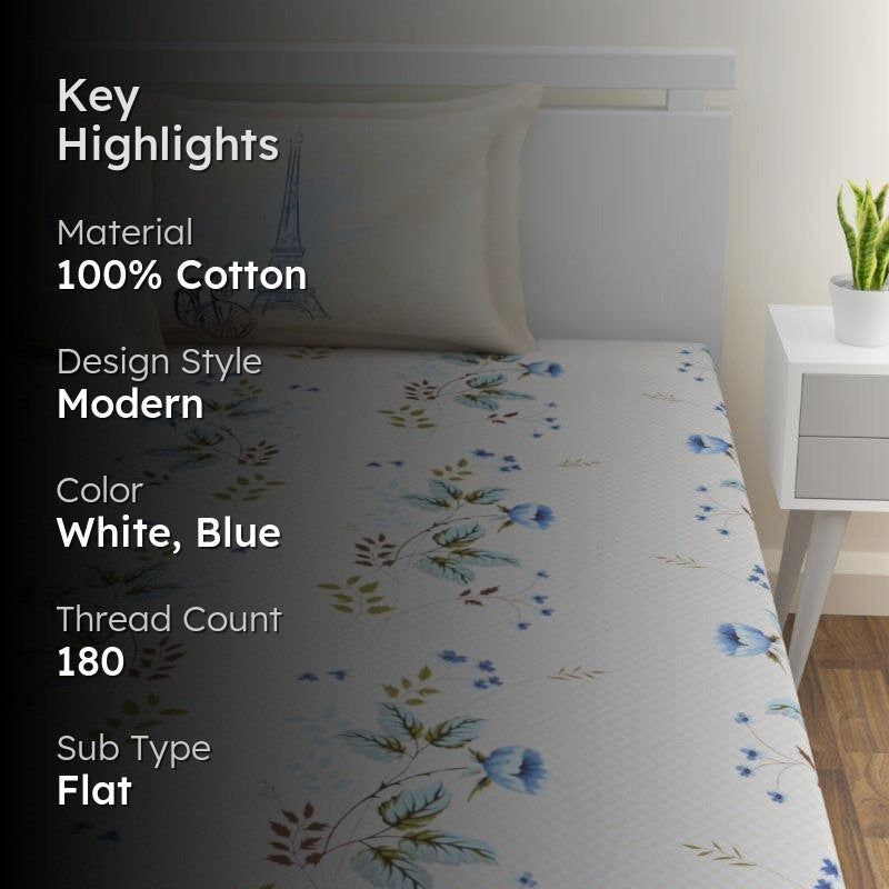 Mritika Printed Cotton Bedsheet (Cream) - 180 TC media 2