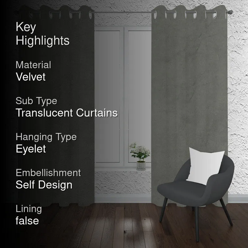 Cisco Solid Curtains (Grey) - Set Of Two media 2