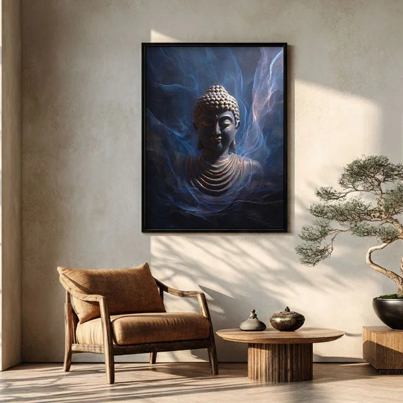 Cosmic Buddha Archival Paper Wall Painting With Black Frame media 1