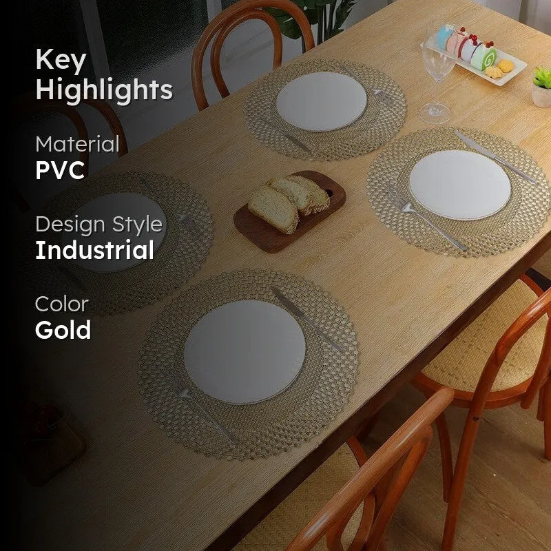 Lumora Golden Round PVC Table Mats - Set Of Four media 2