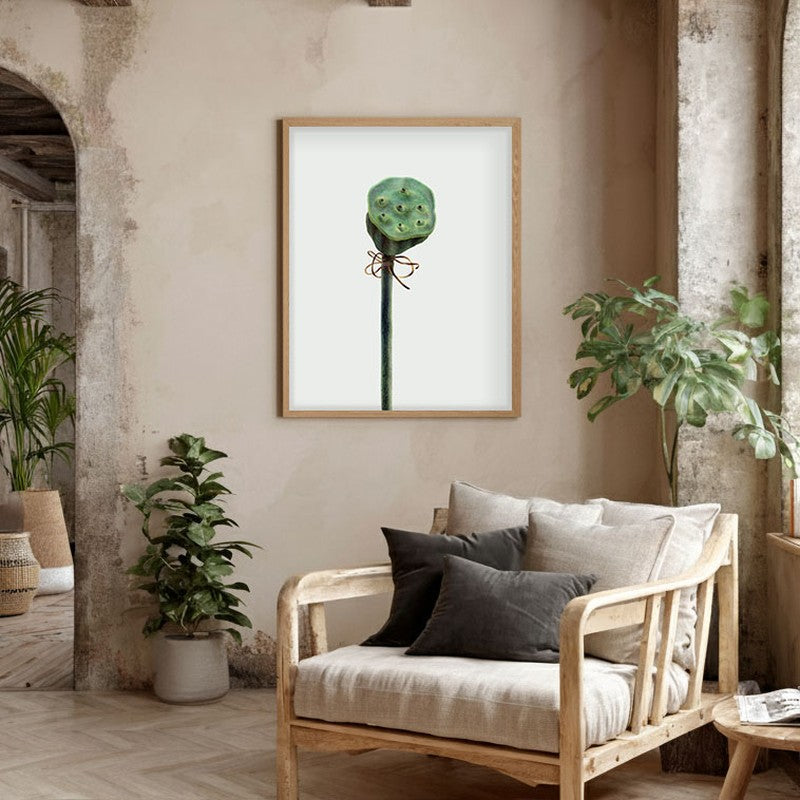 Lotus Pad Archival Paper Wall Art  - Natural Brown Frame media 3