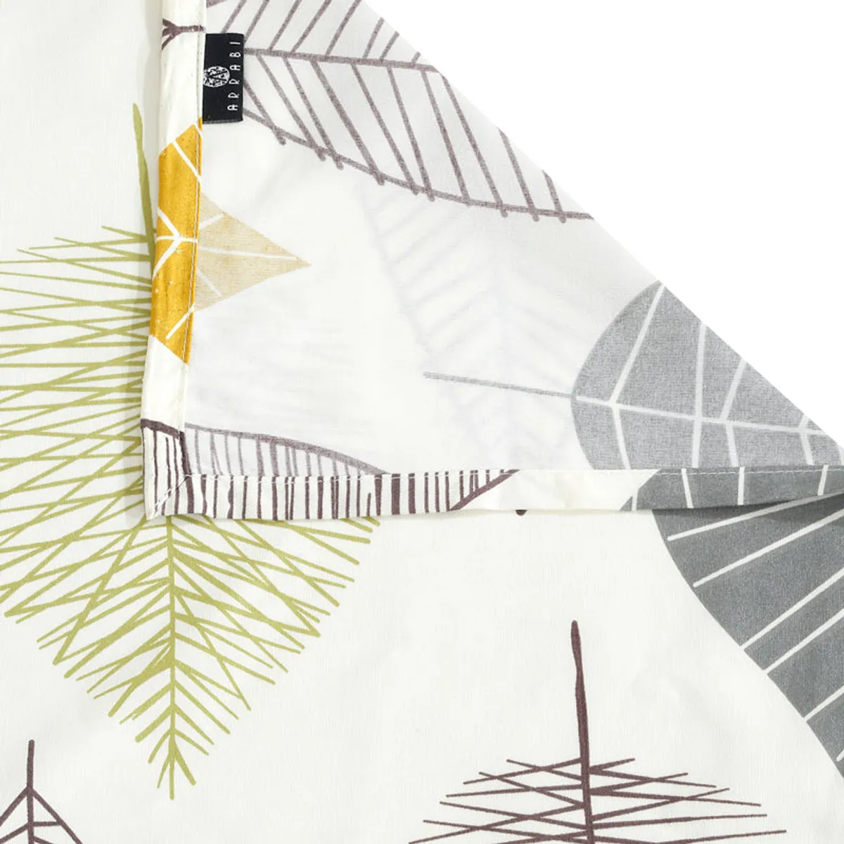 Corner detail of the diwan set fabric with leaf print