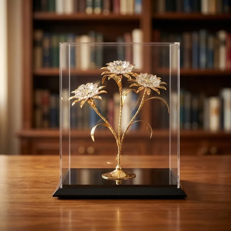 TriDaisy Elegance 24K Gold Plated Mild Steel Showpiece media 1