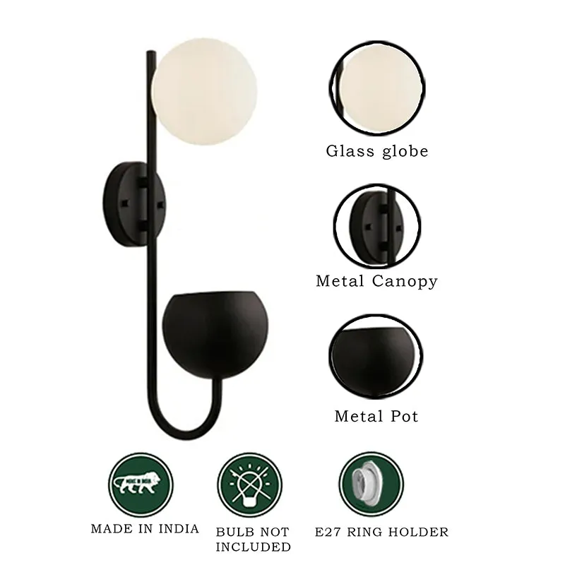 Hymn Sphere Glass & Metal Wall Lamp - Black media 4