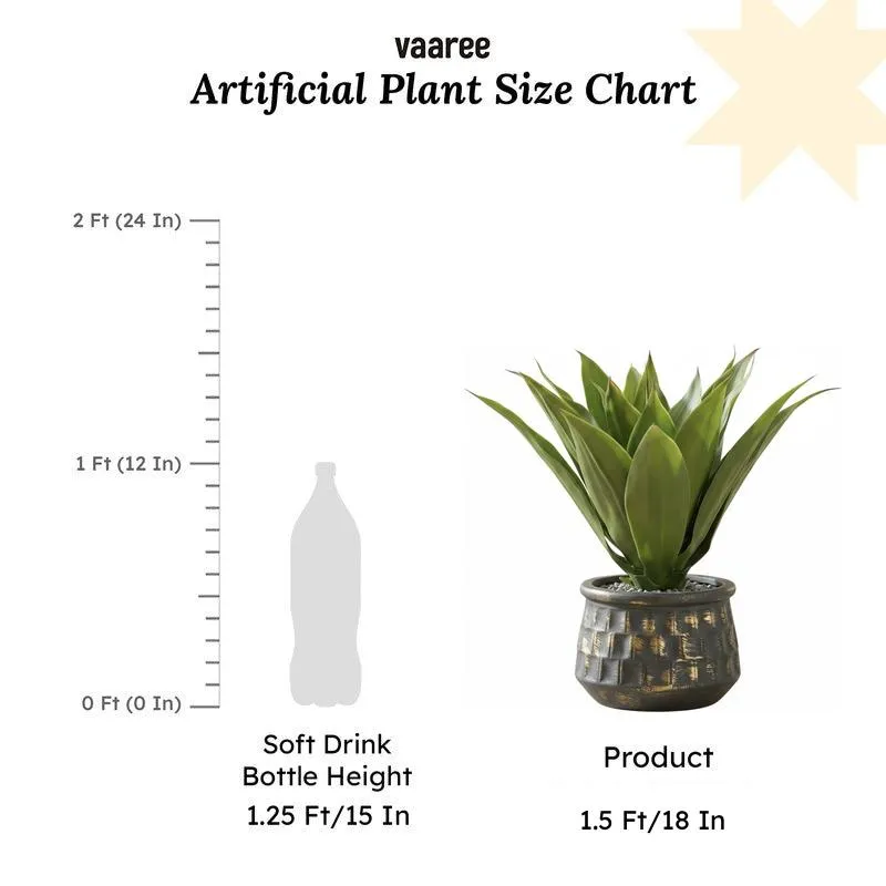 Aurelo Artificial Agave Plant With Black Plastic Pot - 1.5 ft media 6