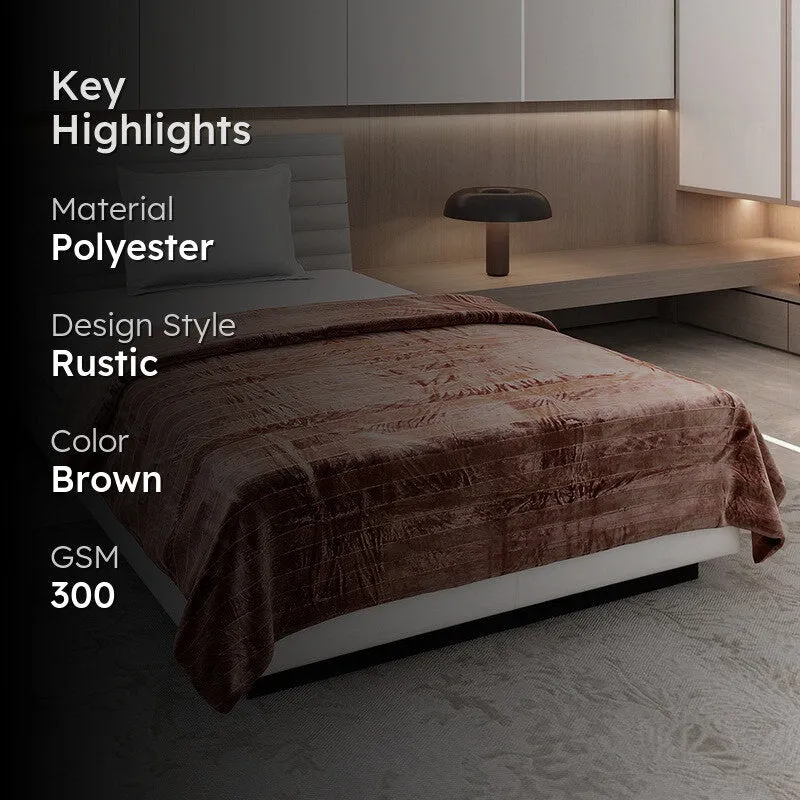 Monte Carlo Strivon Stripes Polyester Blanket (Brown) - 300 GSM media 2