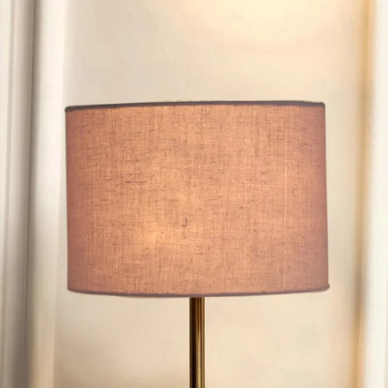 Glow Mesa Cotton & Metal Table Lamp (Drum) - White,Gold media 3