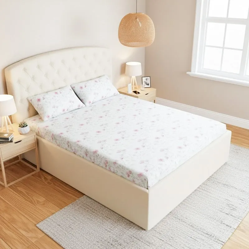 Harmony Floral Cotton Bedsheet (Maroon) - 180 TC media 1