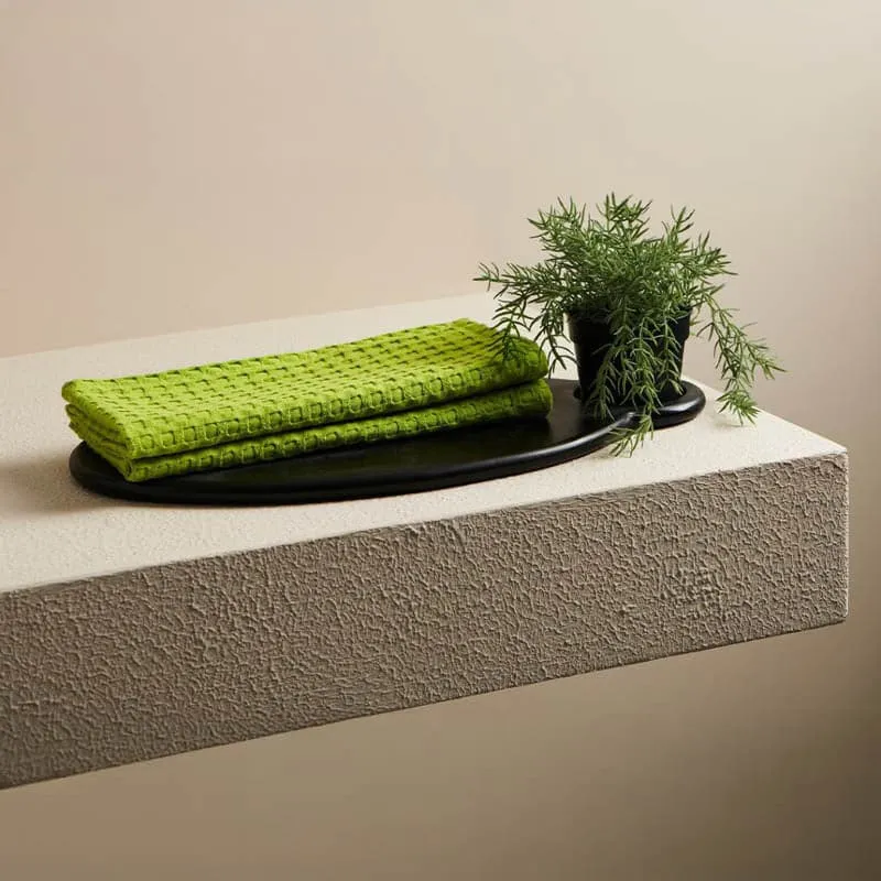 Alyssa Waffle Hand Towel (Green) - Set Of Two media 4